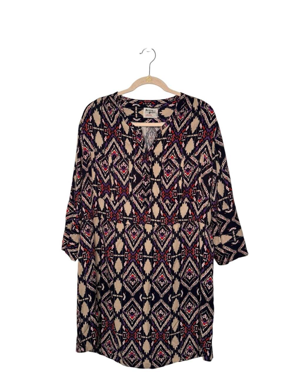 Holding Horses Anthropologie Mira Ikat Geometric Western Shirt Dress SZ 12